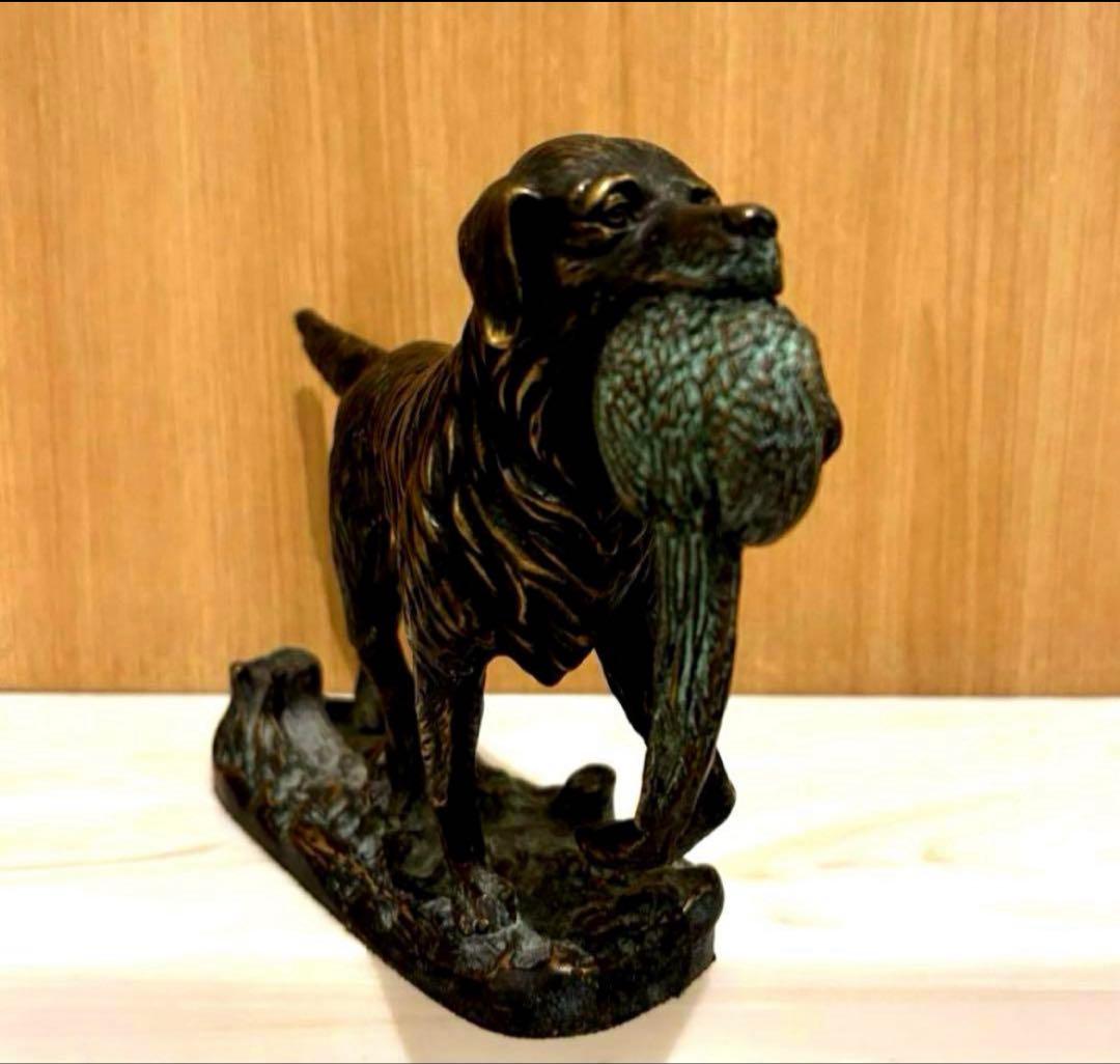 【平安時代蔵出し】ゴールデンリトリバー 犬 置物 骨董品 時代物K24 純金？