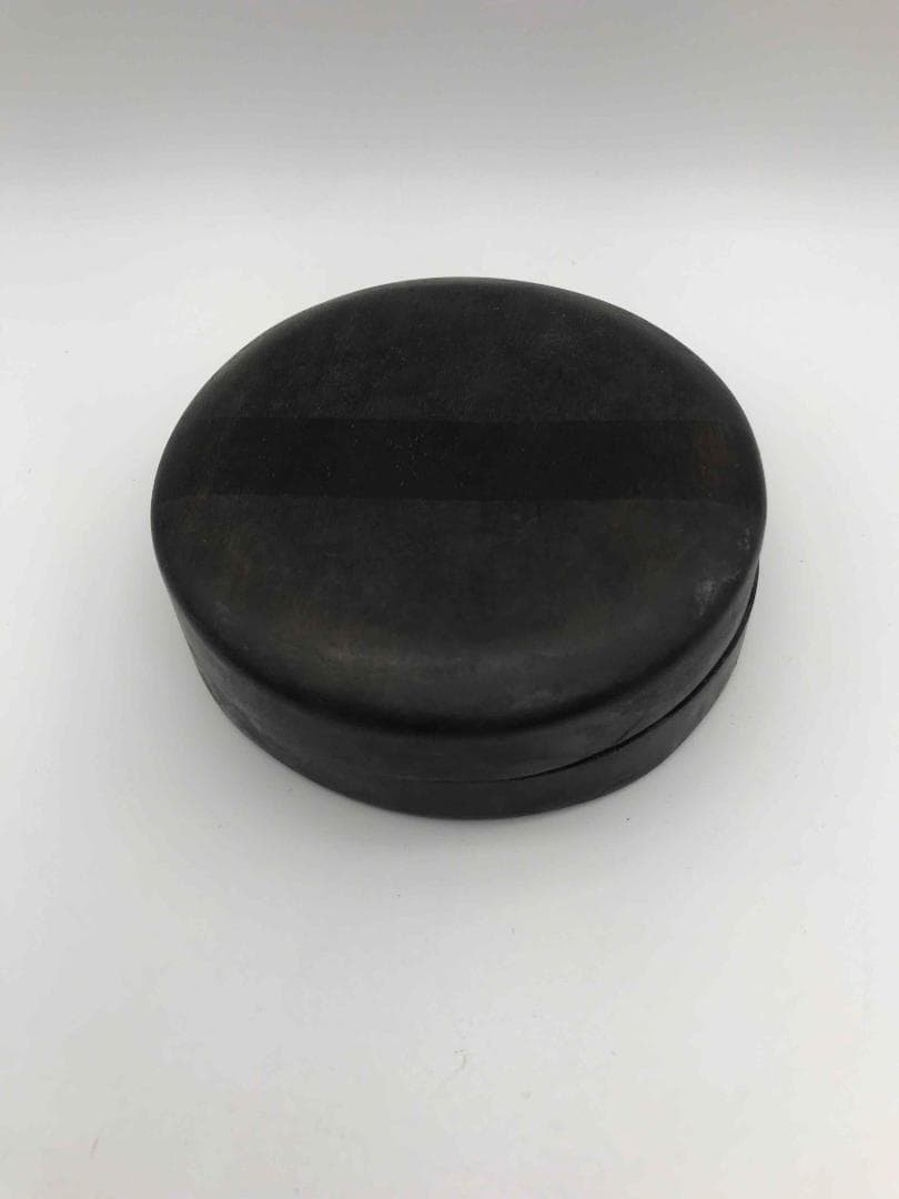 古端渓硯　円硯　清時代　龍紋彫り　石渠硯　唐木蓋台　極上品　初出し物(F-49)