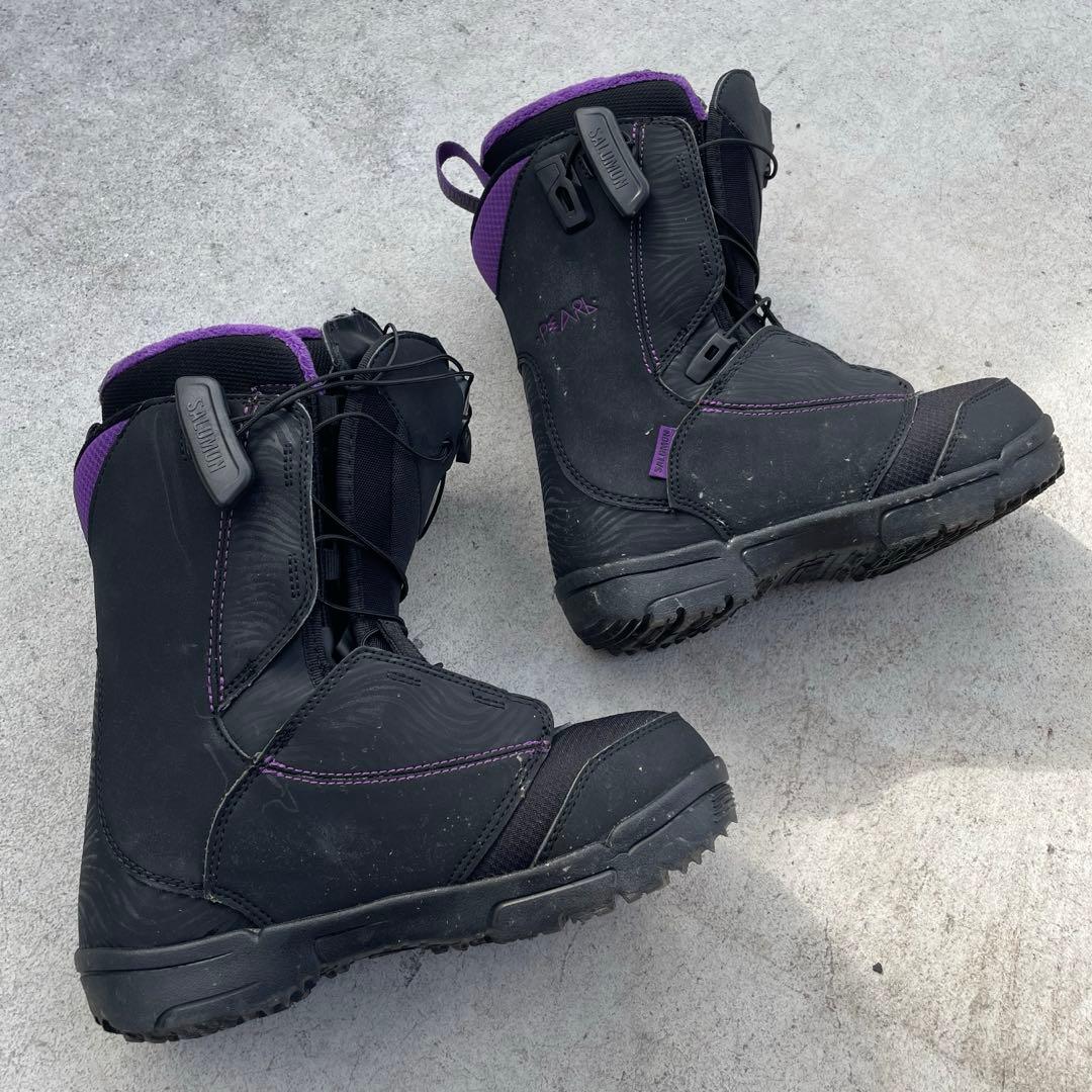 SALOMON 女性用スノーボードブーツ ブラック/パープル 23.5cm