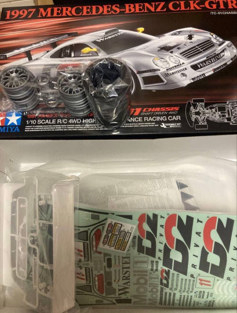 タミヤメルセデスベンツ CLK-GTR クリアボディ、ホイール、タイヤ、デカール