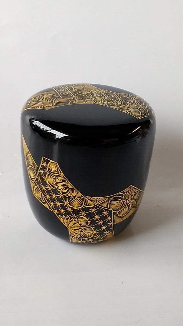 輪島塗 加門彰 作『 棗 扇面乃図 沈金 』漆器 漆芸 茶道具 共箱 共布 新品