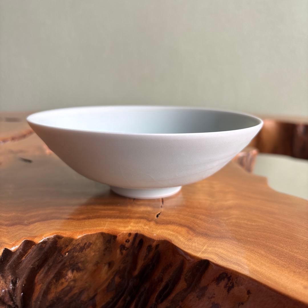白瓷茶碗 宇野徹造 抹茶碗 茶道具 共箱（119Hd）