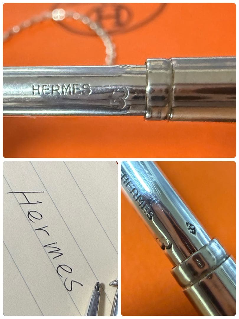HERMES エルメス　シルバー925 チェーン付きボールペン　傷多数有り