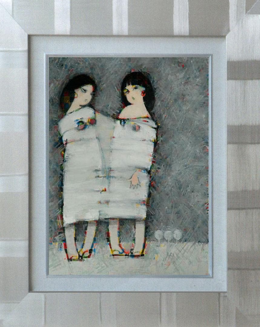 油絵 菅家令子 絵 絵画 インテリア F6-083211 人物 雪国の子供たち