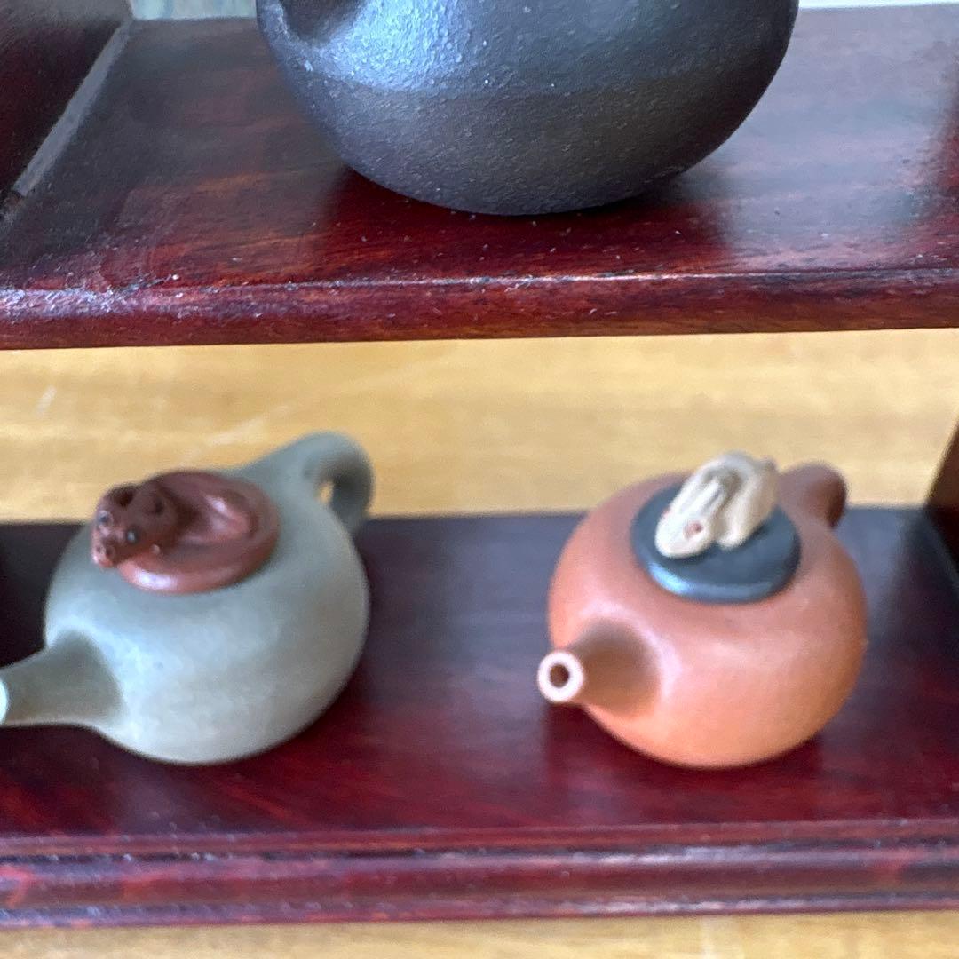 宣興微型紫砂　急須と飾り棚のセット