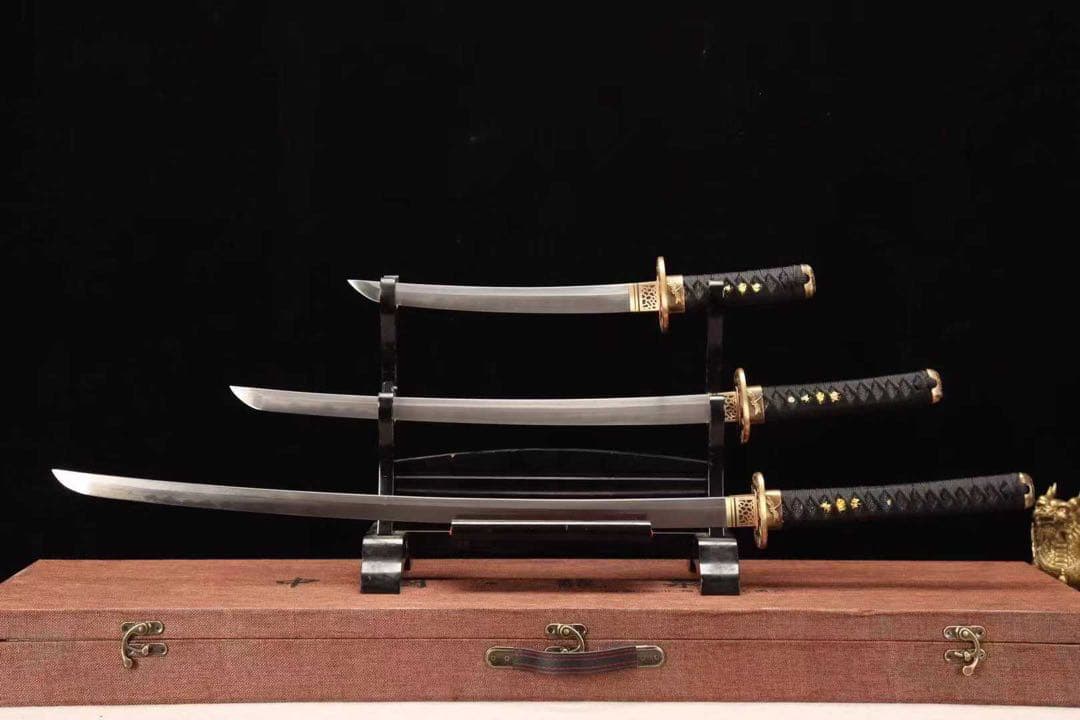打刀 脇差 短刀 3点セット カリン木製鞘 武具 舞踊刀 古兵器