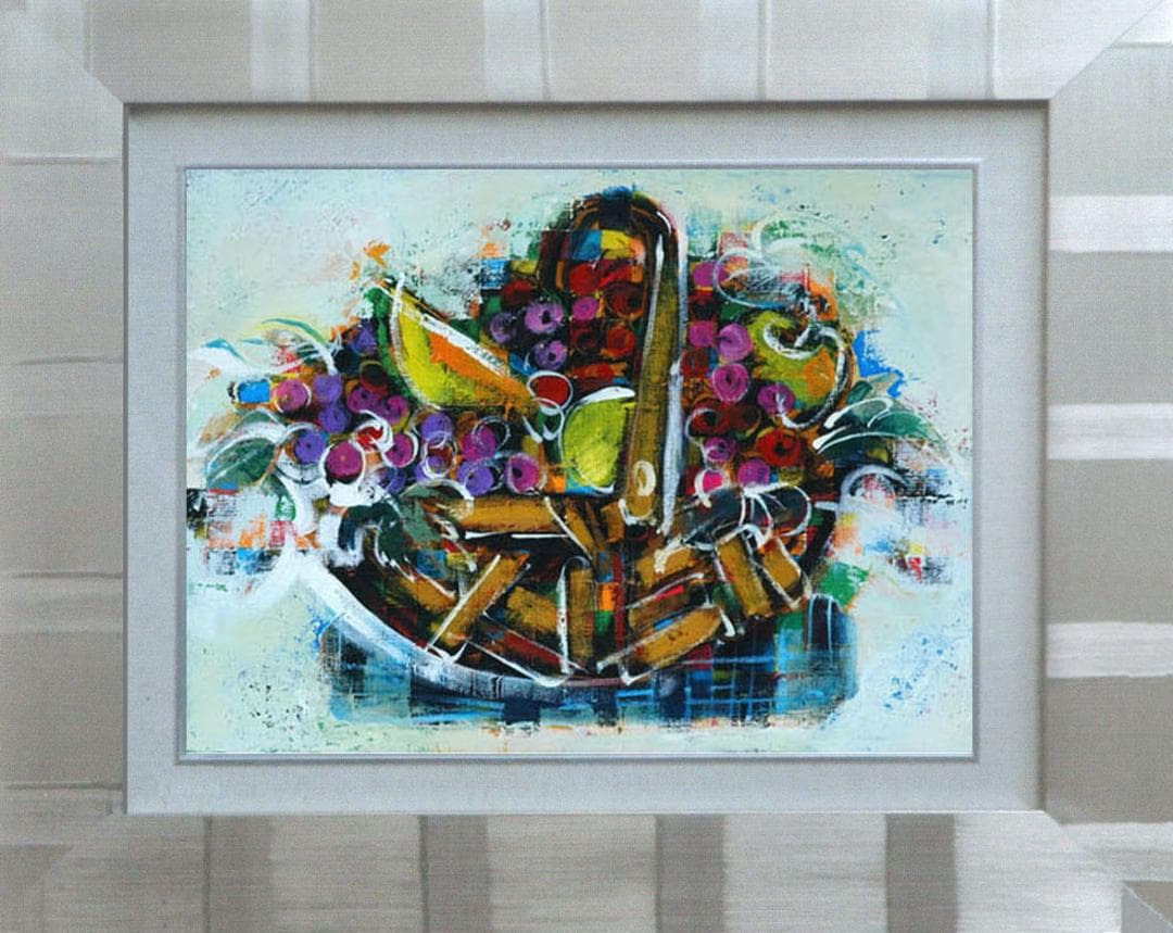 油絵 菅家令子 絵 絵画 インテリア uF6-061403 静物 フルーツ