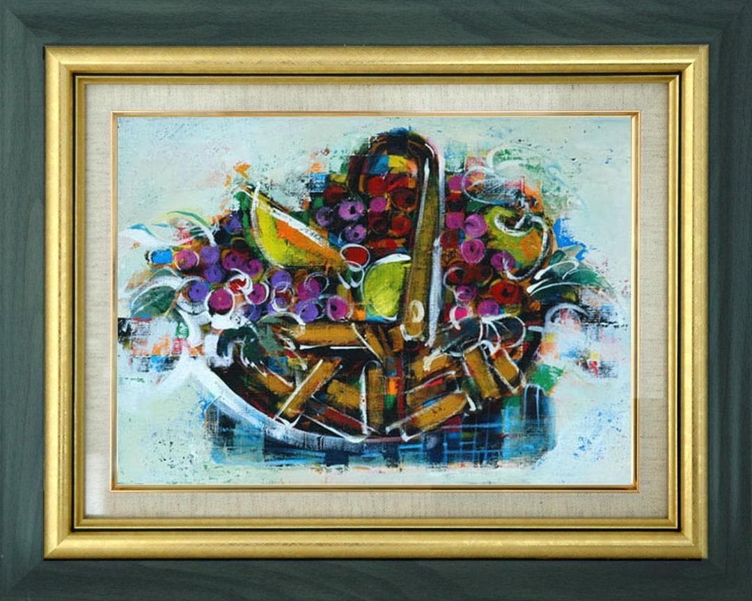 油絵 菅家令子 絵 絵画 インテリア uF6-061403 静物 フルーツ