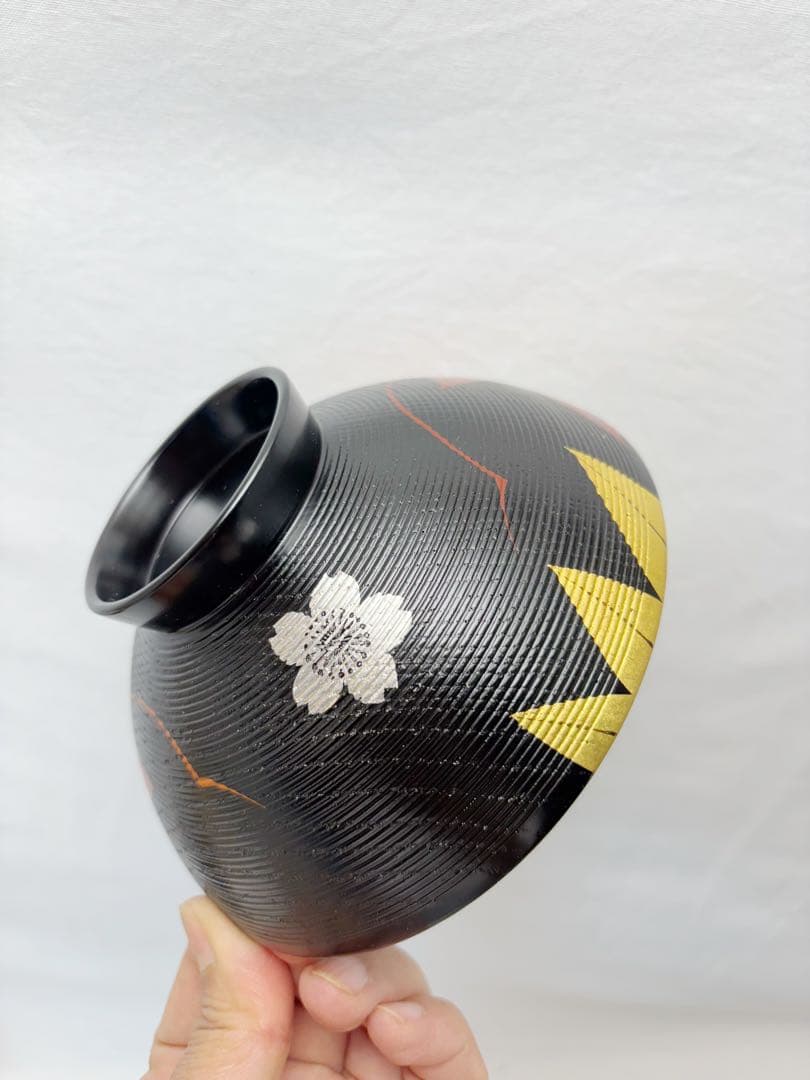 ほぼ未使用 懐石道具 木製漆器 千筋 金彩もみじ蒔絵 吸物椀 5客揃 共箱