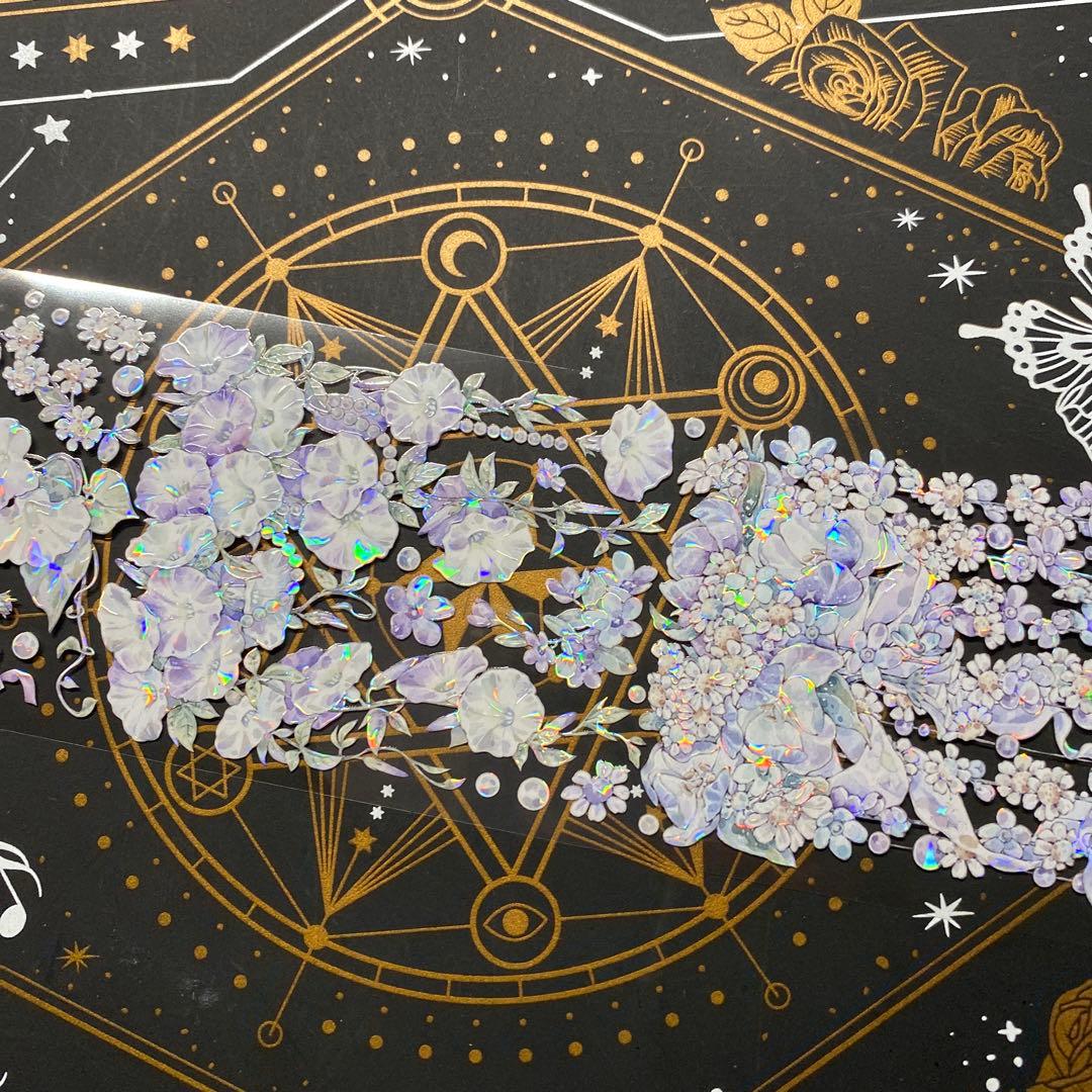 【9311】海外　マステ　中古巻　貝殻光マスキングテープ　お花　装飾系
