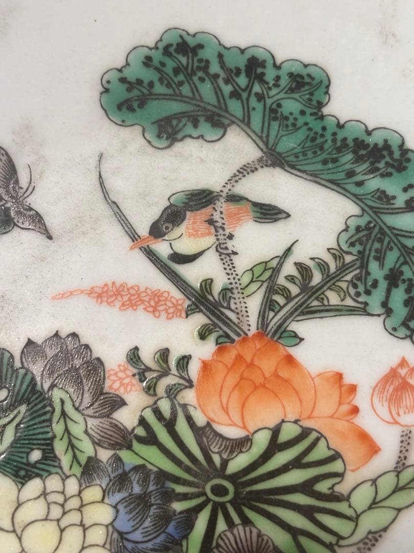 中国古美術品　五彩　花鳥文　大碗　大清康煕年製　22cm 鉢