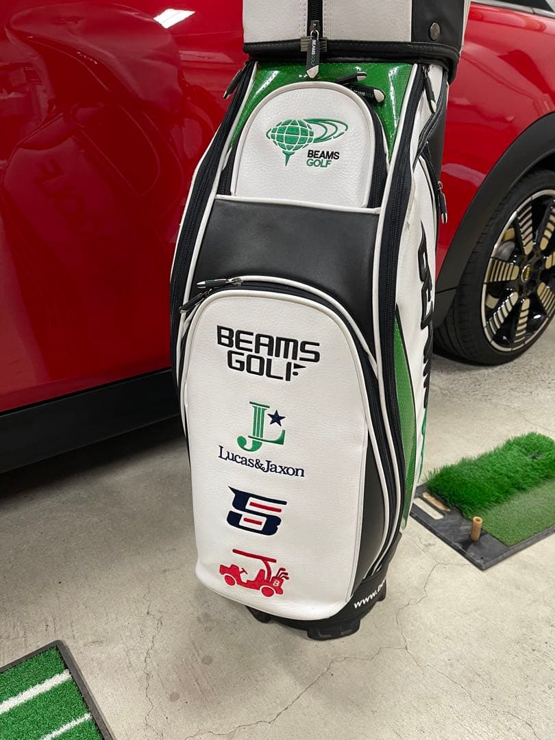 BEAMS GOLF キャディバッグ ホワイト/グリーン