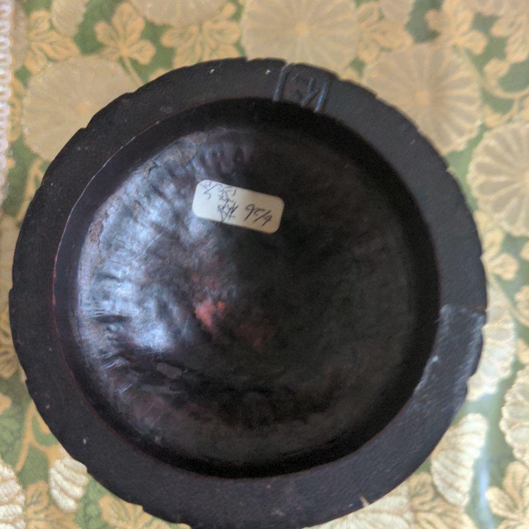 【最終価格】 中国骨董　鯉図　彫刻筆筒　時代品