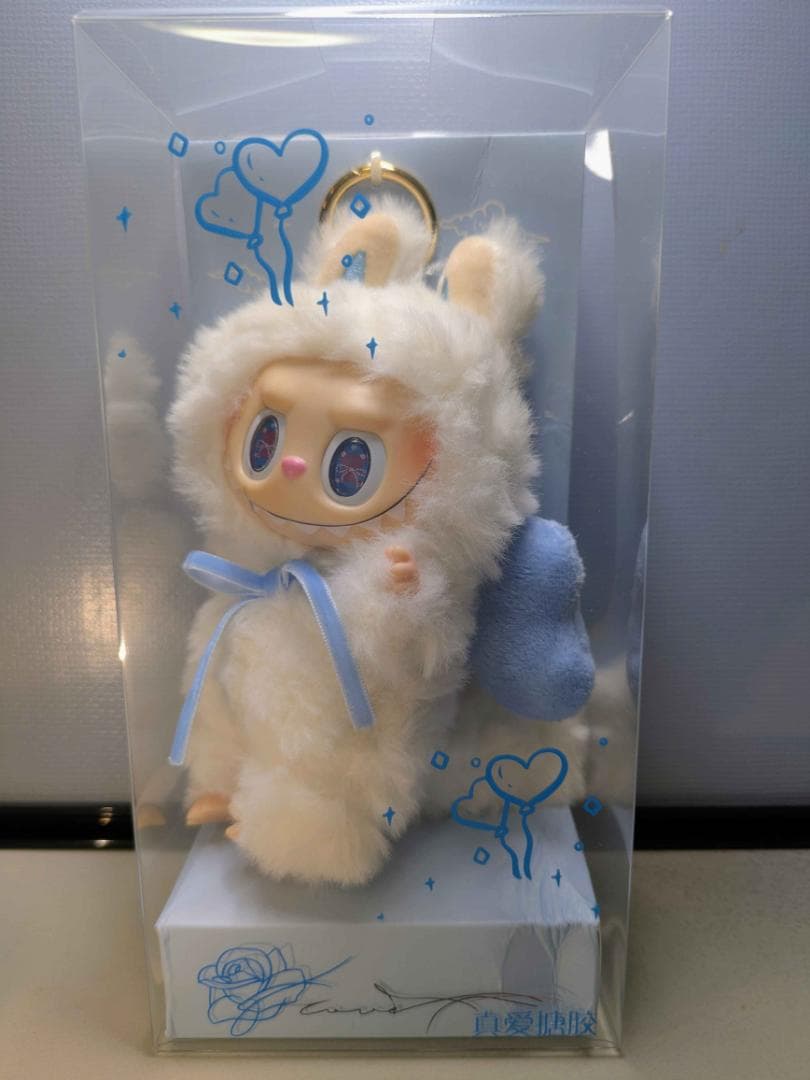 ZIMOMO LABUBU ぬいぐるみ ブルーリボン キーホルダー
