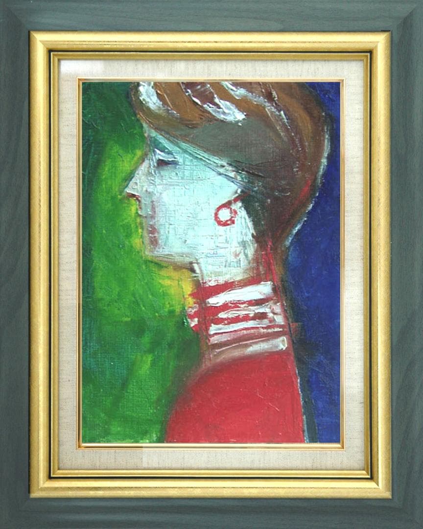 油絵 菅家令子 絵 絵画 インテリア 額付(銀) F4-070502 人物 女性