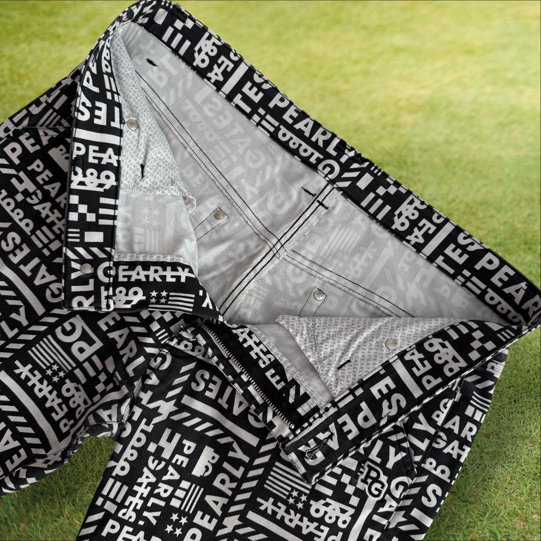 パーリーゲイツ　パンツ　総柄　黒　白　6 XL〜XXL相当 ストレッチ　人気商品