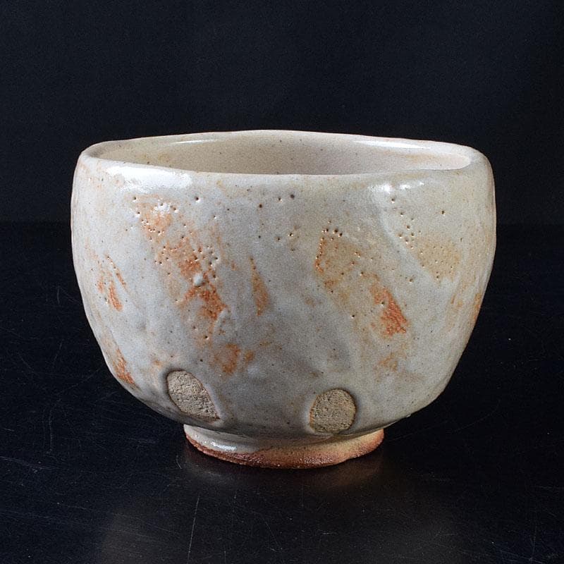 茶道具　人間国宝　荒川豊蔵（無田陶人）作　志野　茶碗　銘木枯　共箱　MR8745