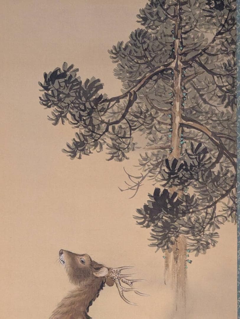 【真作】掛軸　松岡古峰　三社之図　吉祥画　古美術　長寿福徳　共箱入　U77