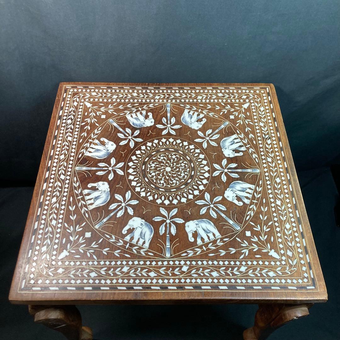 象嵌細工 アジアン家具 ローテブル インド家具 象モチーフ