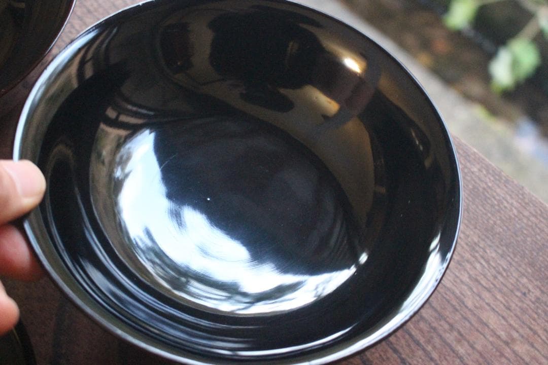 時代逸品！風情ある栗色漆に極上牡丹蝶蒔絵の映える大椀2点（検輪島塗蒔絵椀雑煮椀