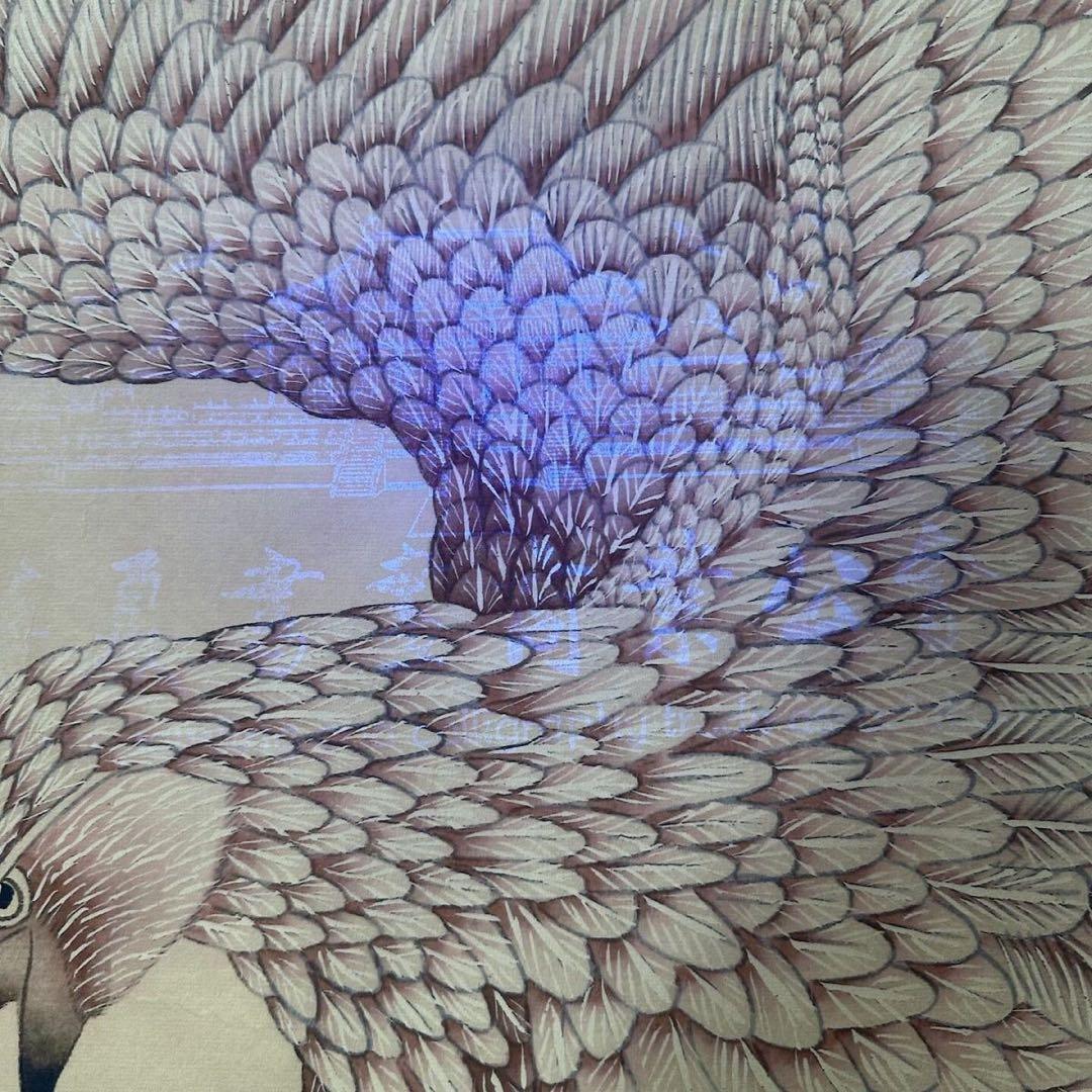 徐悲鴻 鷹 三尺中堂 掛け軸 証書付き 70×173cm 中国画 水墨画