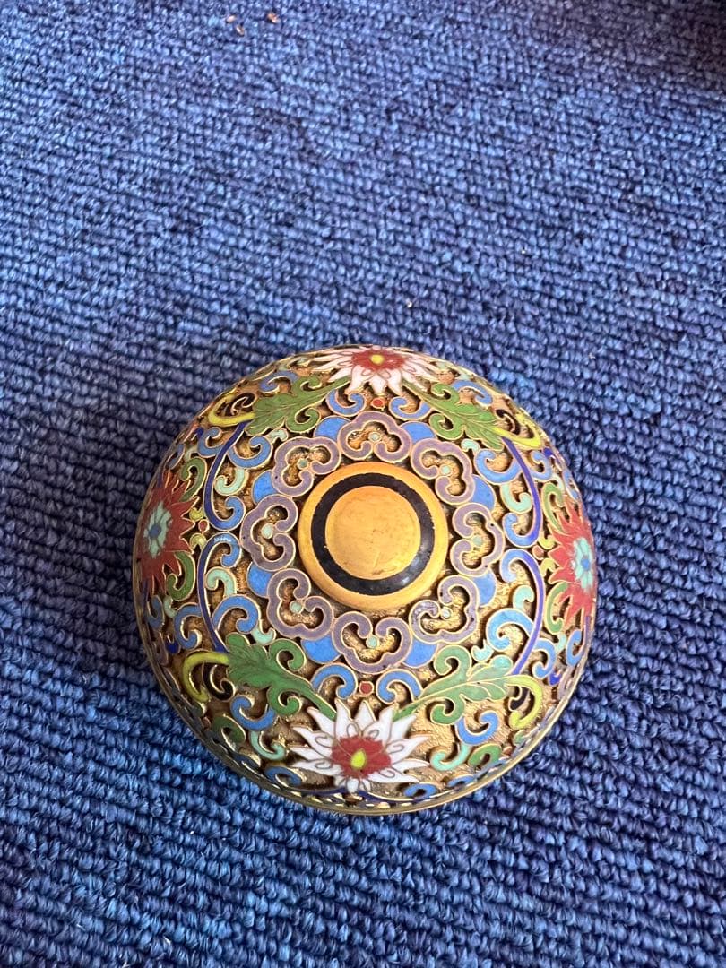 985  中国　景泰藍　七宝　琺瑯　香合1   花瓶1