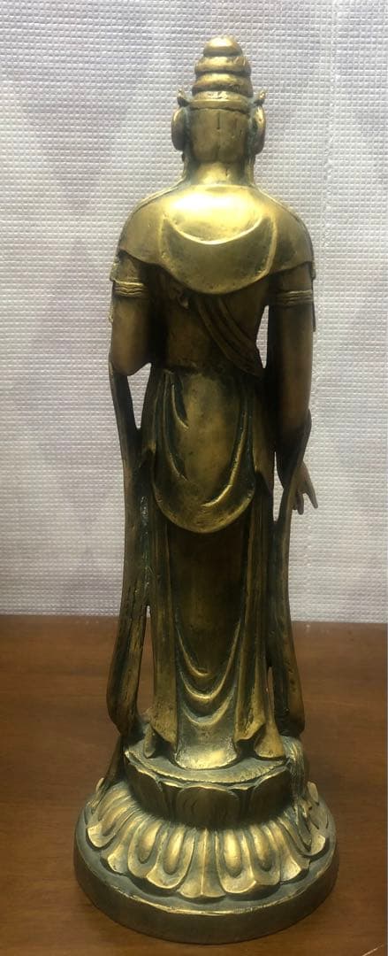 北村西望「聖観音菩薩像」仏教美術 銅製 銅器（中古品）