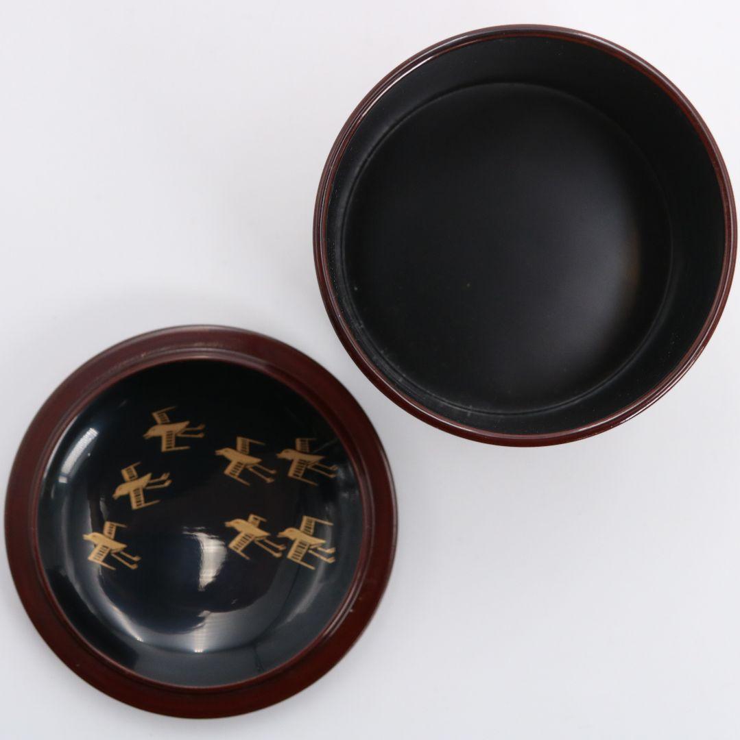 加賀蒔絵師 中村孝也作 波千鳥 寸切 薄茶器 溜塗 茶道具 共箱　V984