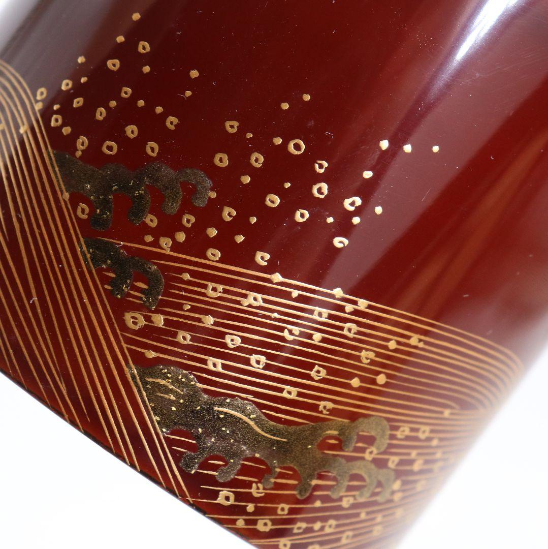 加賀蒔絵師 中村孝也作 波千鳥 寸切 薄茶器 溜塗 茶道具 共箱　V984