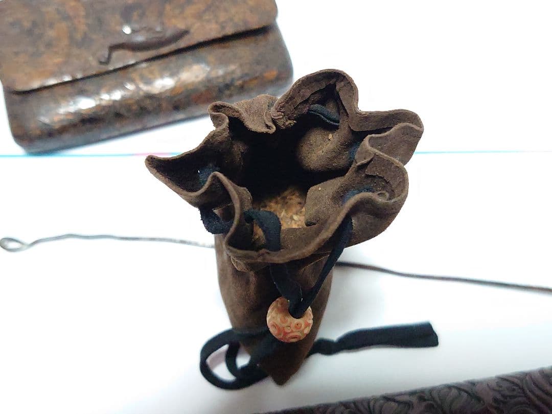 時代物 煙管 煙草入 煙管筒 金口 細工 彫刻 一式 骨董 アンティーク
