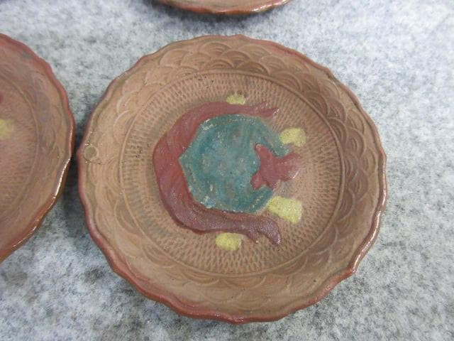古備前色絵煎餅小皿6枚 [B26511]