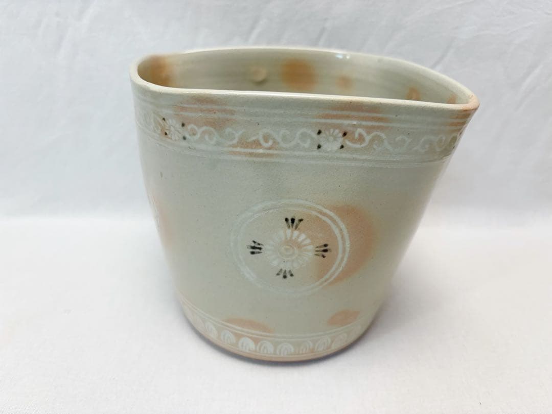 未使用 茶道具 福森博作 阿漕窯 狂言袴菱水指 陶印 共箱