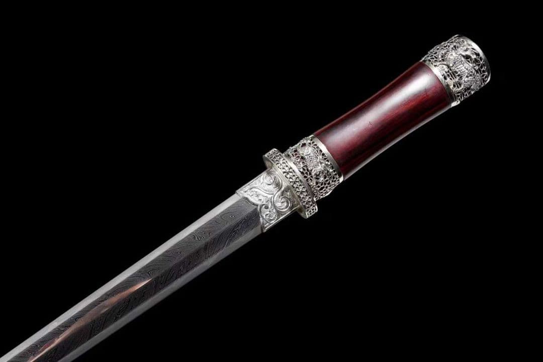 【紫檀麒麟短剣】古兵器 刀装具 日本刀　模造刀 居合刀 武士道 鑑賞用 美術刀