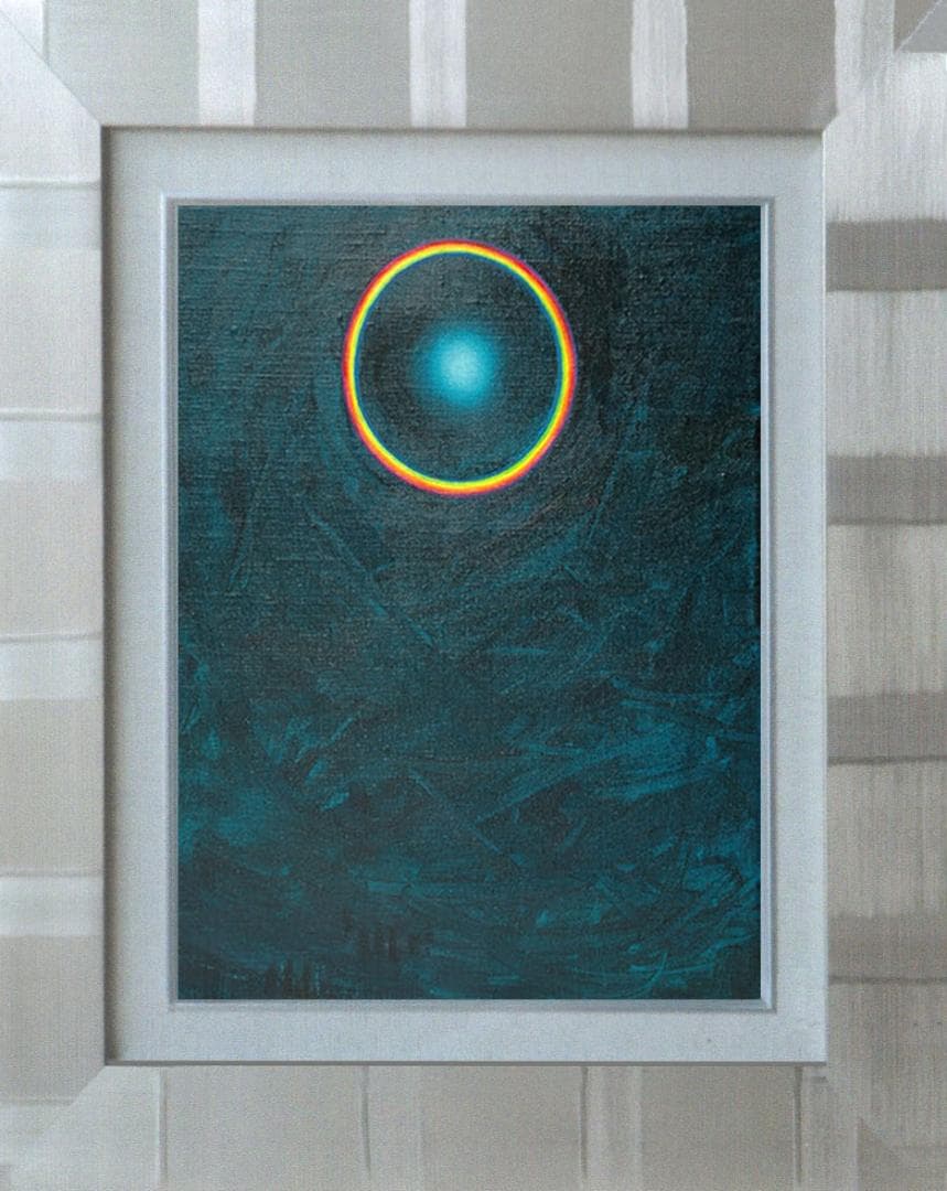 油絵 菅家令子 絵 絵画インテリア額付(薄青緑)F3-GB62023 風景祈希望