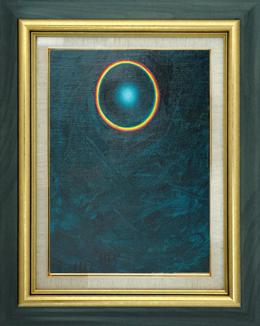 油絵 菅家令子 絵 絵画インテリア額付(薄青緑)F3-GB62023 風景祈希望