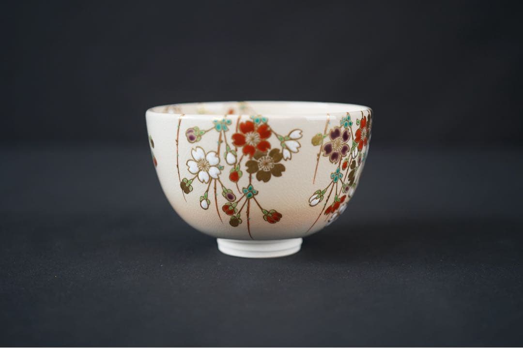 木全翁楽 作 枝垂桜 茶碗 共箱 共布 紙箱 茶道具