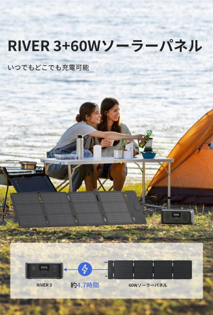 EcoFlow  3 + 60W ソーラーパネル セット