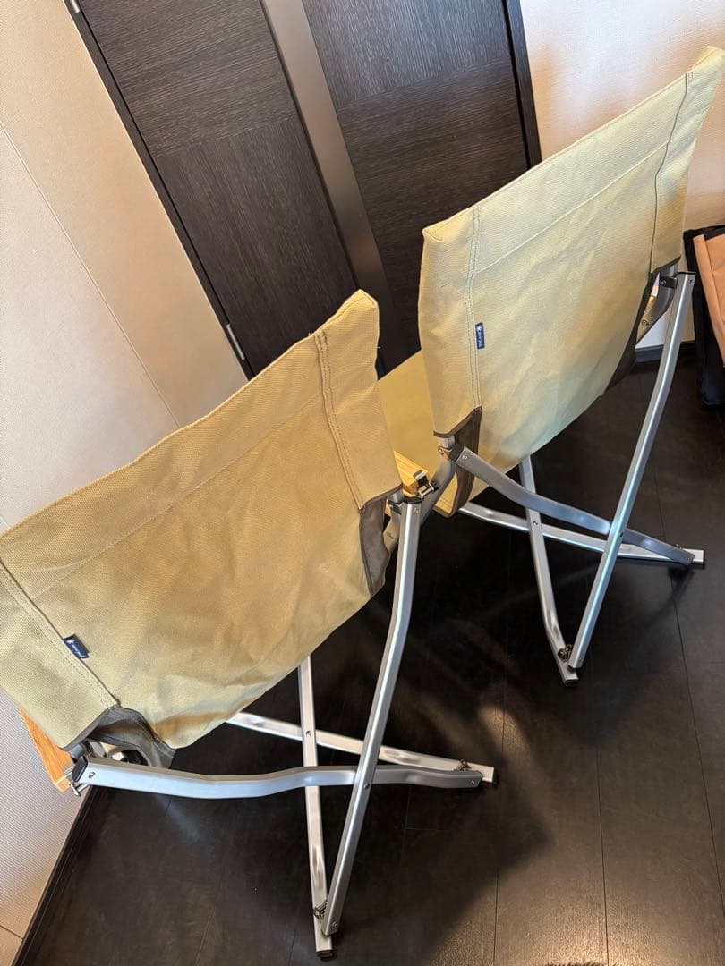 スノーピークローチェア30 カーキ色2個セット　羊毛皮ファー付き