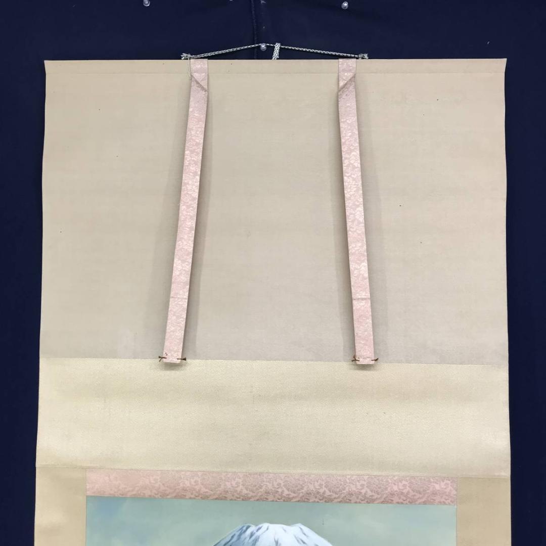 真作/堀江春斎/富士に白糸滝図/富士山図/滝/富岳図/掛軸/名家伝来AE-388