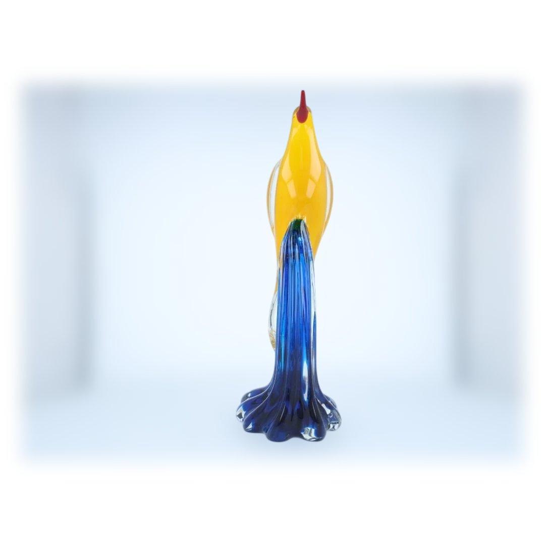 【美品】ガラス製 鳥と波のアートオブジェ 手吹き工芸 インテリア装飾品