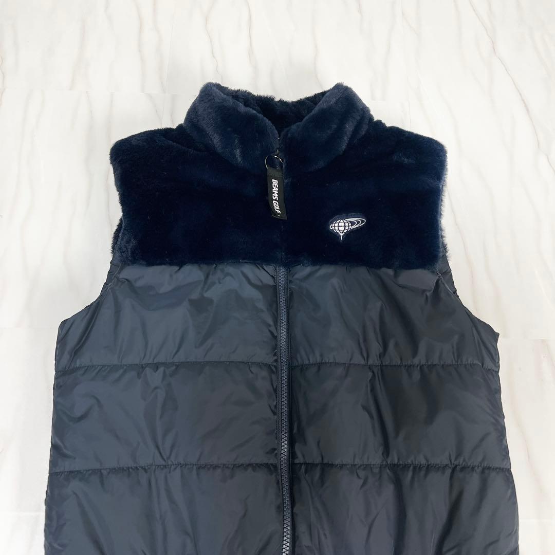 《美品》BEAMS GOLF ボア ダウンワンピース 防寒 ネイビー Ｌサイズ
