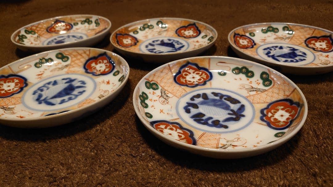 大聖寺伊万里　古伊万里　伊万里　色絵　金襴手　中皿　５客