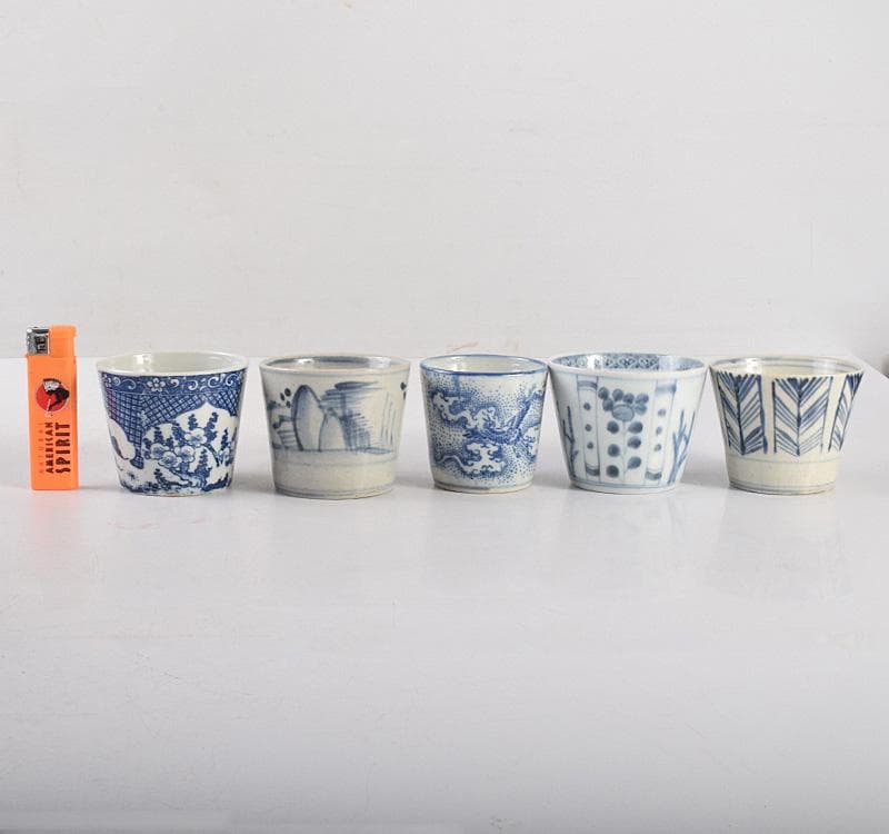 Q　古伊万里　染付　花文　酒盃　ぐい呑　43客まとめて　M　R5096C