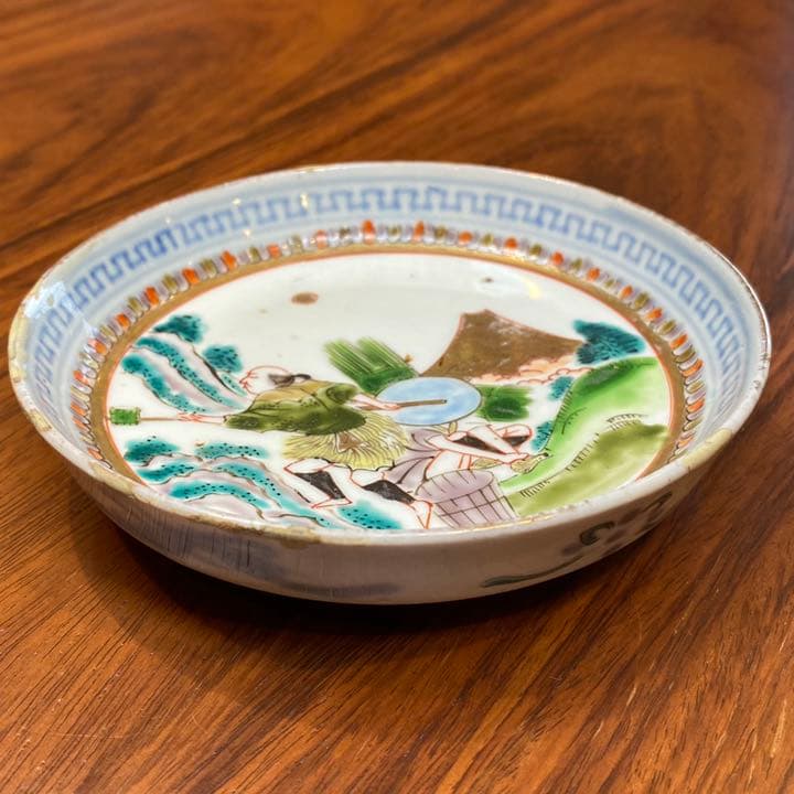 古伊万里　有田金彩上絵彩色小皿