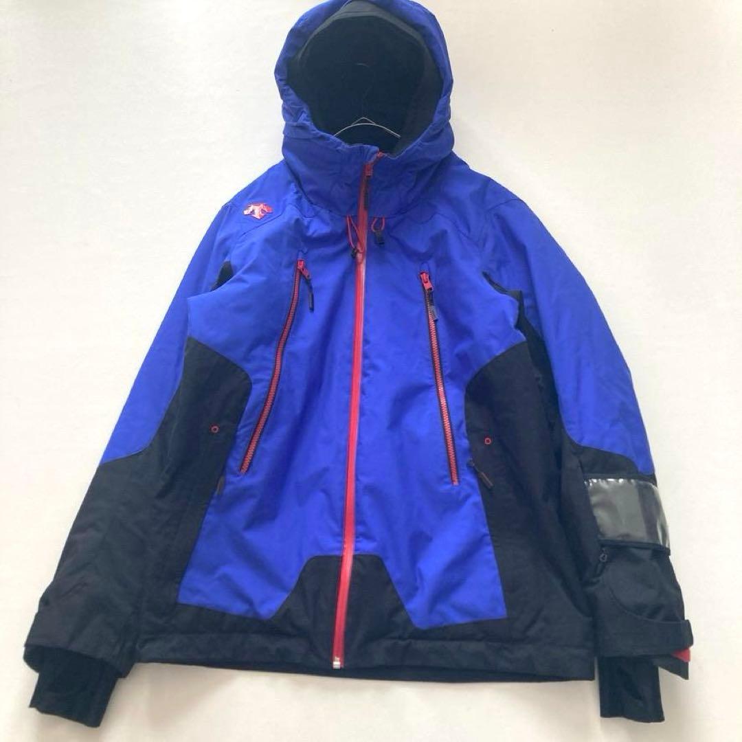 【美品】デサント HEAT NAVI 中綿スキーウェア ジャケット L 青×黒