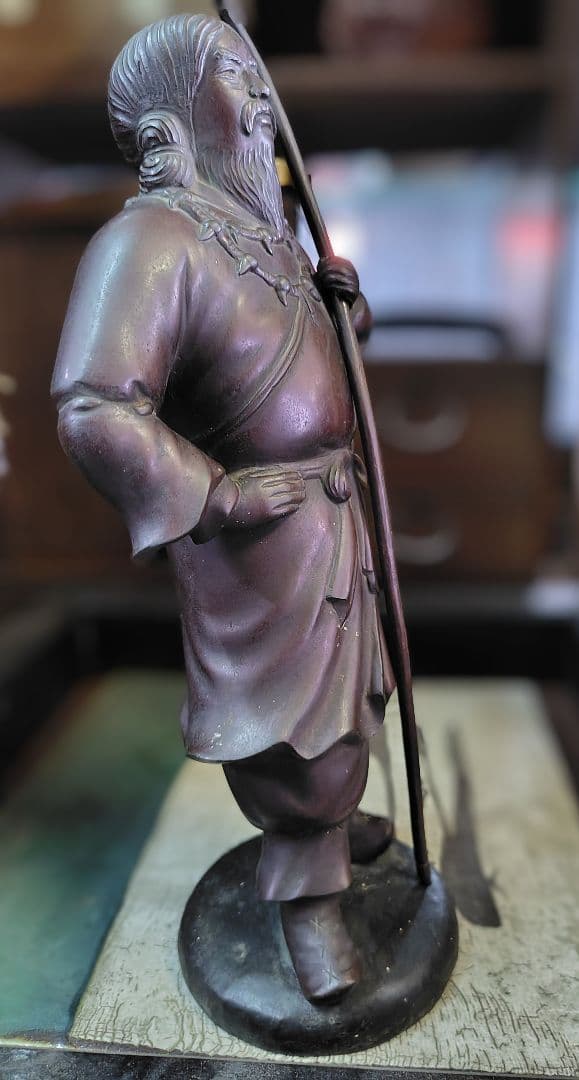 古銅 神武天皇 高岡 御尊像 ブロンズ 銅製 置物 仏像 唐金 アンティーク