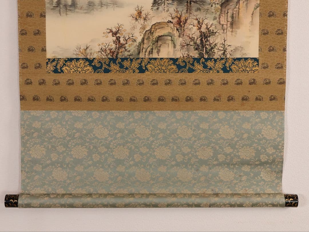 【真作】日本画 立野雪郷 吉野熊野 風景画 絹本 掛軸 富山県高岡 合箱 横物