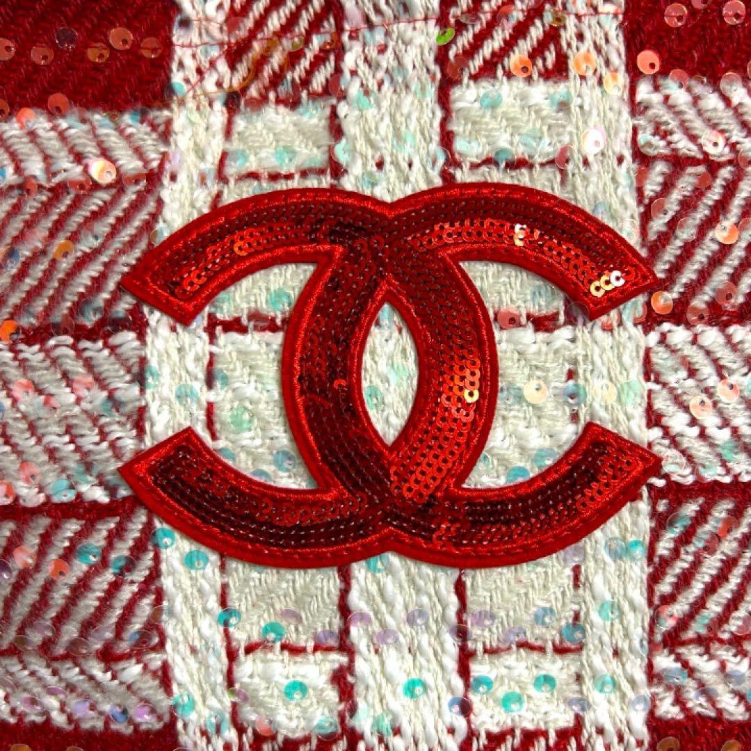 希少 CHANEL シャネル ツイード トートバッグ ノベルティ スパンコール