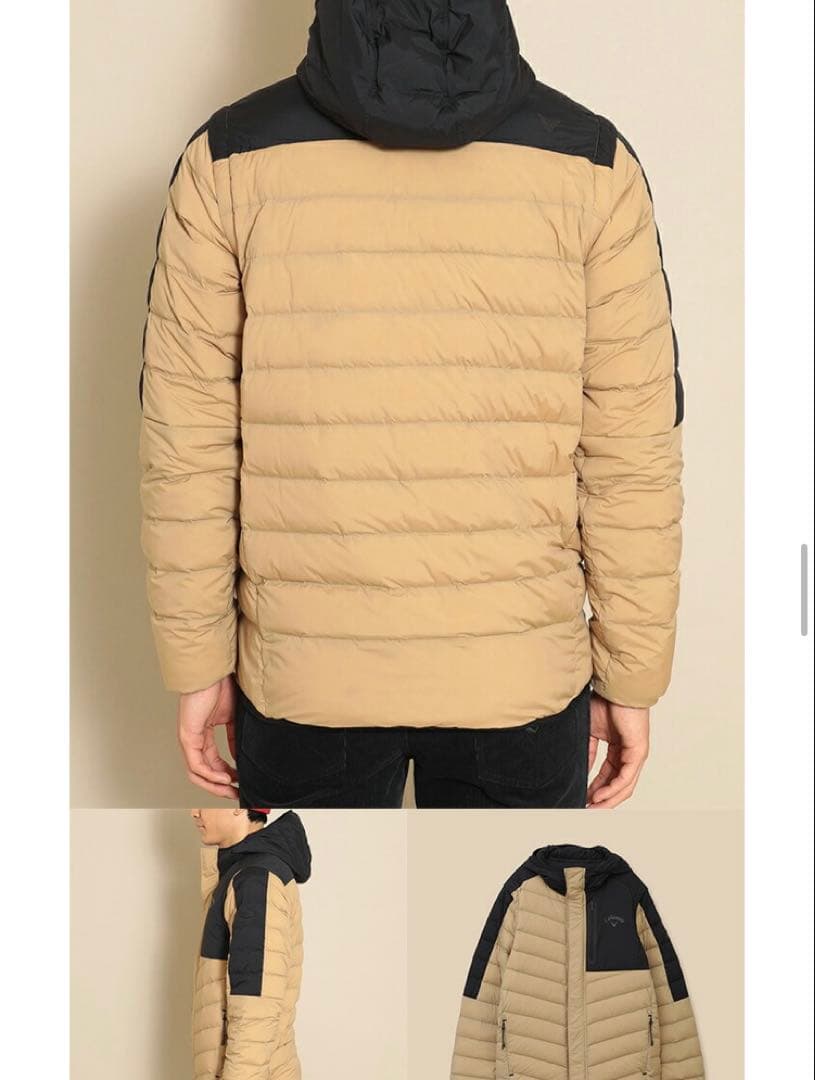 L 新品　キャロウェイ　メンズ　ストレッチ2way ダウンジャケット　黒ベージュ