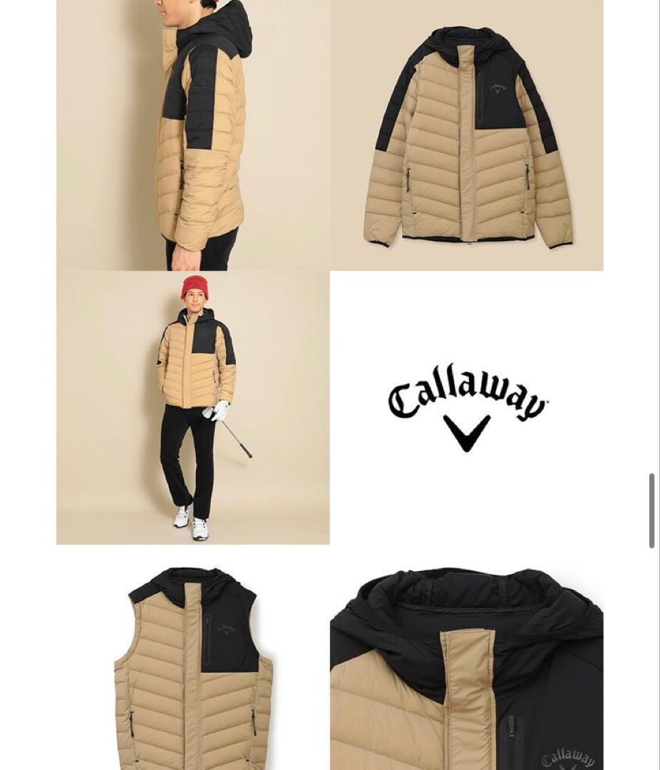 L 新品　キャロウェイ　メンズ　ストレッチ2way ダウンジャケット　黒ベージュ